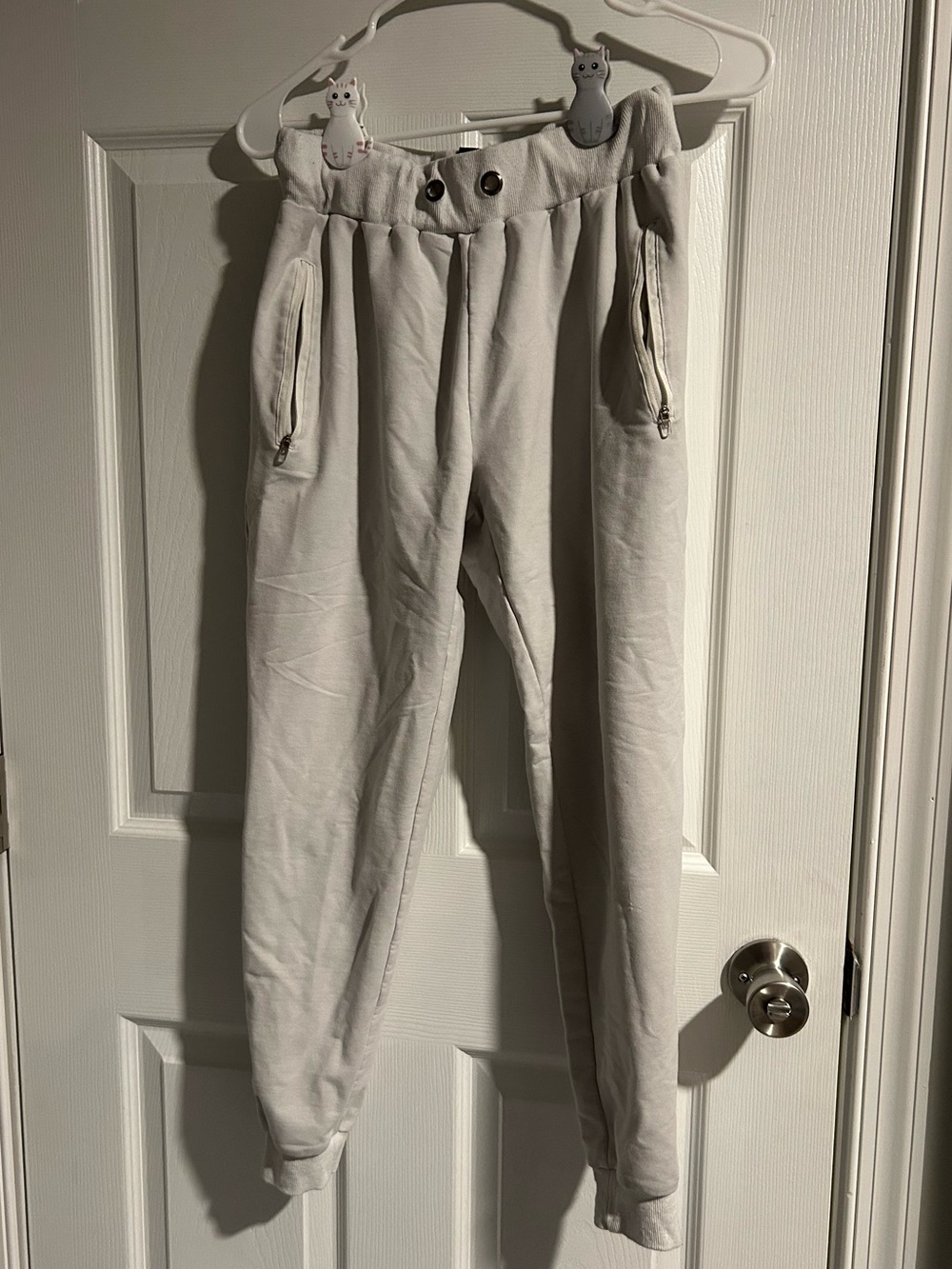Grey Jogger Sweatpants with Zippered Pockets